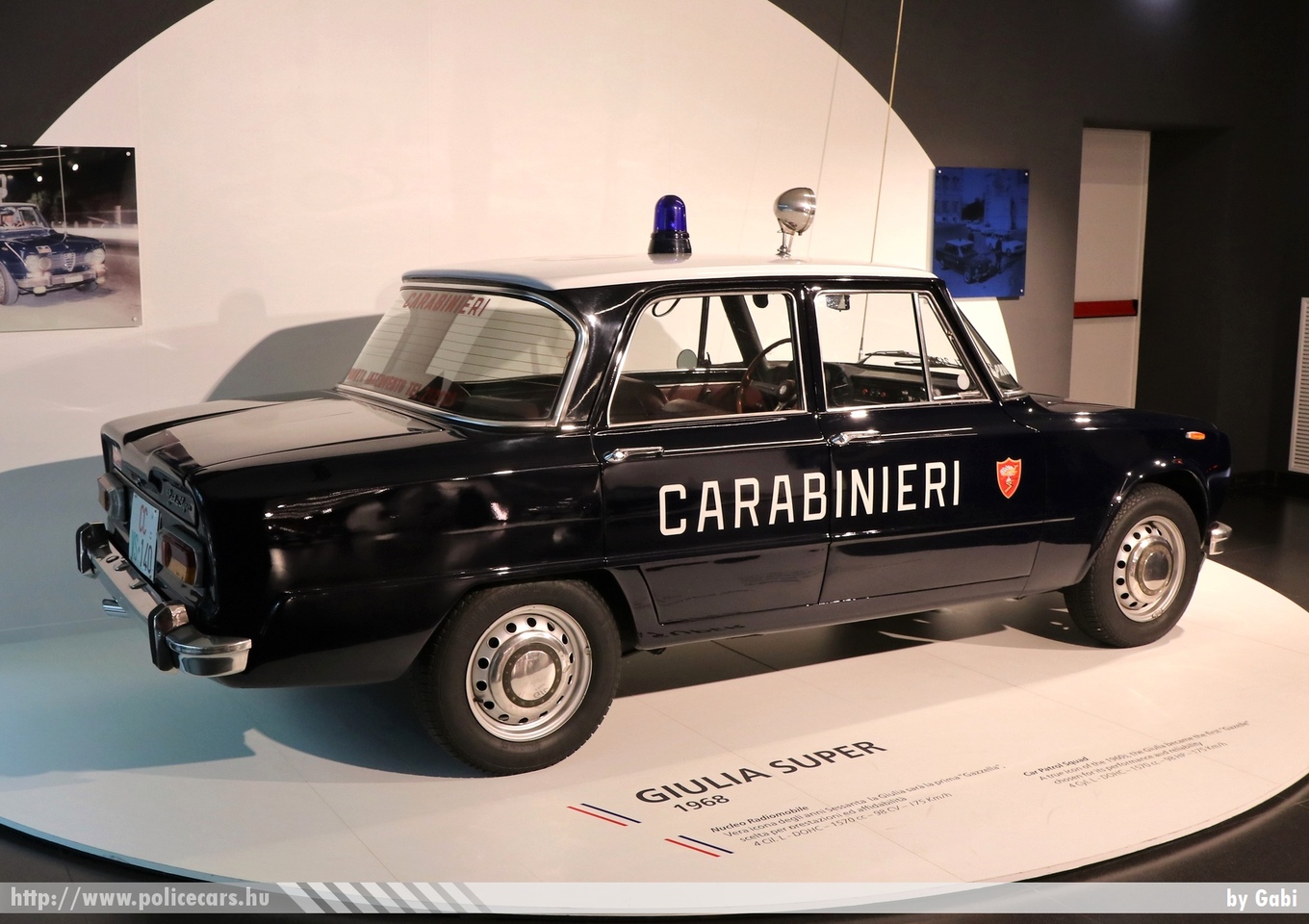 Alfa Romeo Giulia Super 1968, Carabinieri, Alfa Romeo Museum, fotó: Gabi
Keywords: rendőr rendőrautó rendőrség olasz Olaszország police policecar Italy italian katonai rendészet military
