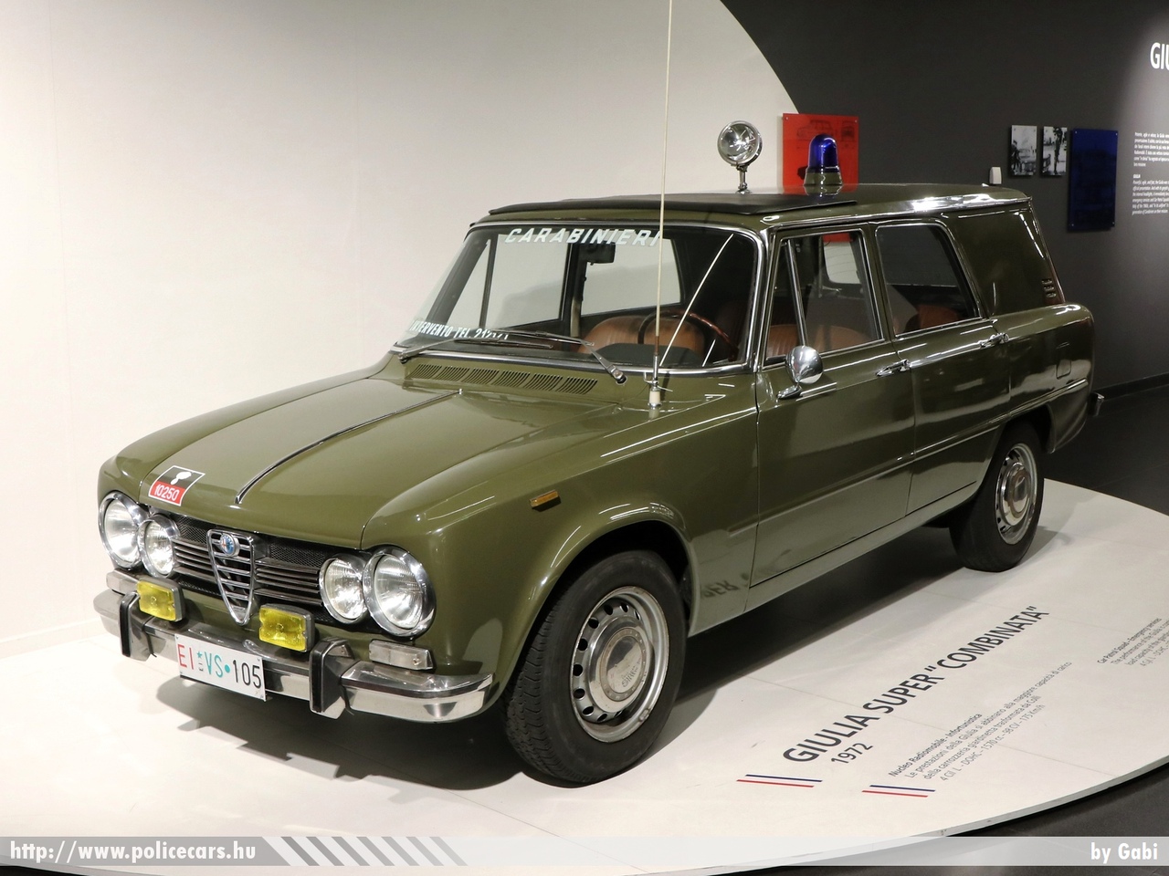 Alfa Romeo Giulia Super Combinata 1972, Carabinieri, Alfa Romeo Museum, fotó: Gabi
Keywords: rendőr rendőrautó rendőrség olasz Olaszország police policecar Italy italian katonai rendészet military