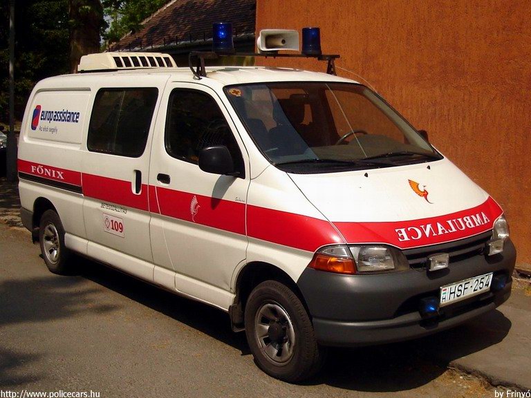 Toyota Hiace, Budapest, Fõnix S.O.S. Zrt., fotó: Frinyó
Keywords: mentő magyar magyarország mentőautó HSF-254