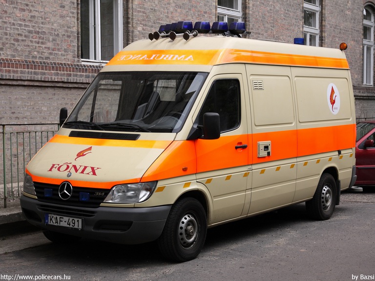 Mercedes-Benz Sprinter 314, Budapest, Fõnix S.O.S. Zrt., fotó: Bazsi
Keywords: mentő mentőautó magyar Magyarország KAF-491