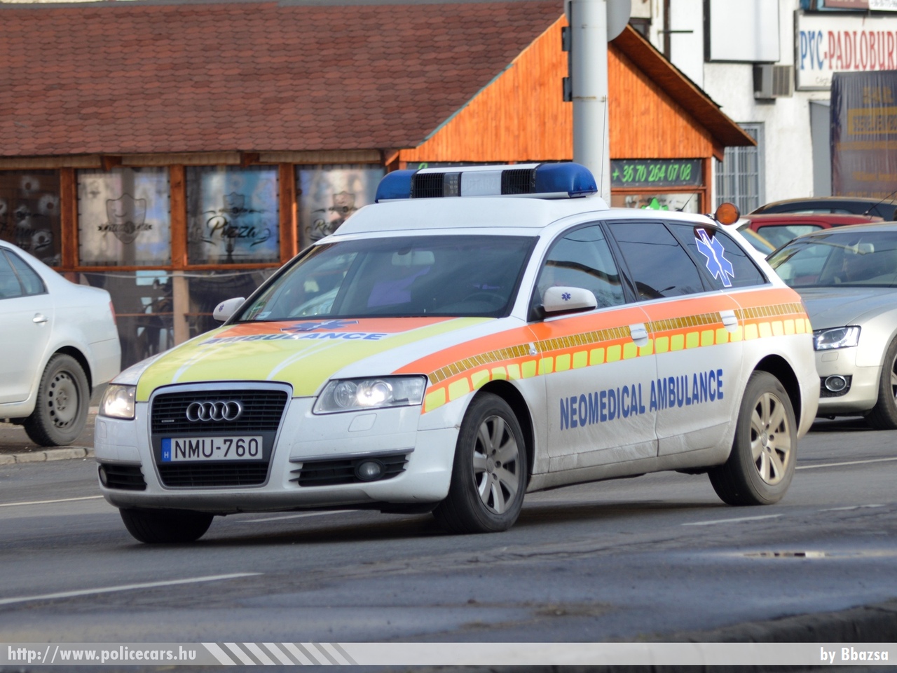 Audi A6 Avant, Neomedical Ambulance Service Kft., fotó: Bbazsa
Keywords: magyar Magyarország mentő mentőautó NMU-760 Hungary hungarian ambulance