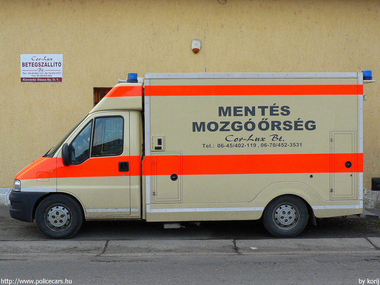 Fiat Ducato, Cor-Lux Bt., Kisvárda, fotó: korij
Keywords: mentő magyar Magyarország mentőautó LMB-930